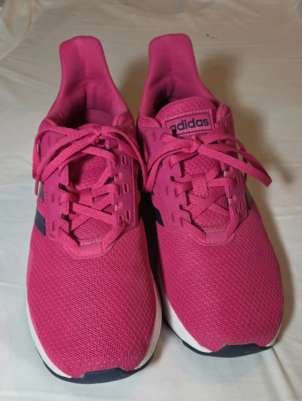 Adidas Women's Hot Pink Athletic Sneakers with Navy Stripes